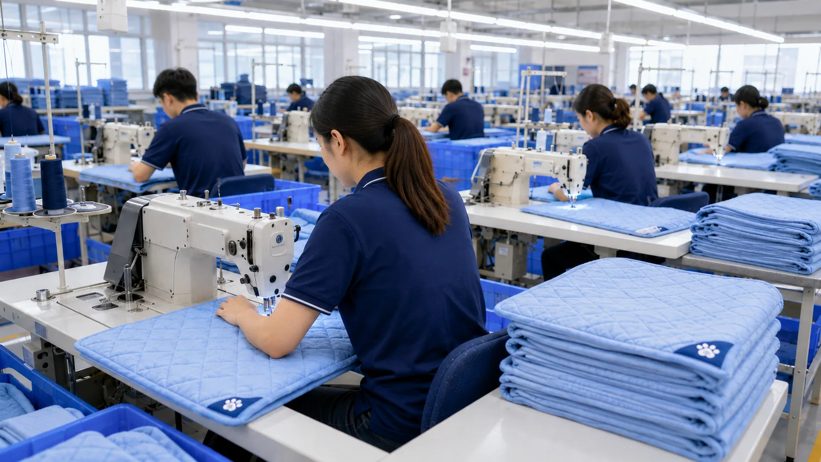 Factory workshop producing pet cooling mats