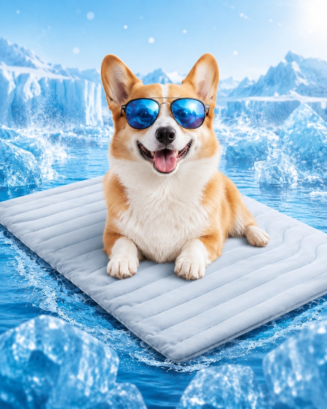 IceWave cooling mat with corgi